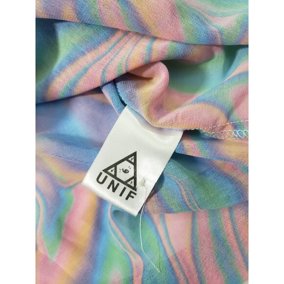 Unif Melt Button Up Long Sleeve Colorful Psychedelic Womans XS Shirt - Picture 6 of 13